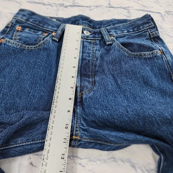 Levis 501 Premium MENS 30X32 Big E Jeans Blue Denim Straight Button Fly - Picture 4 of 13